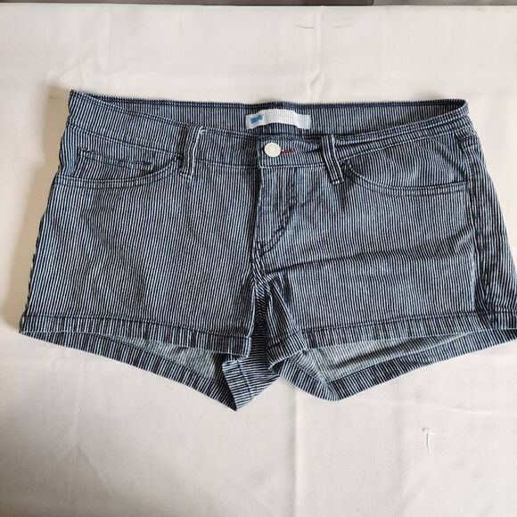 Levi's Denim Shorts Blue Conductor stripes 5 Pocket Zip Closure Flawed Size 11 - Picture 1 of 7
